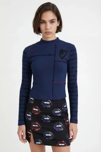 Arty Ribbed Flounce T-Shirt