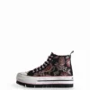 Asian Patchwork High-Top Platform Sneakers Asian Patchwork High-Top Platform Sneakers