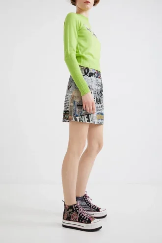 Asian Patchwork High-Top Platform Sneakers