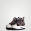 Asian Patchwork High-Top Platform Sneakers Asian Patchwork High-Top Platform Sneakers