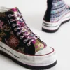 Asian Patchwork High-Top Platform Sneakers Asian Patchwork High-Top Platform Sneakers