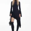 Asymmetric Black Dress Mar&Iacute;A Escote
