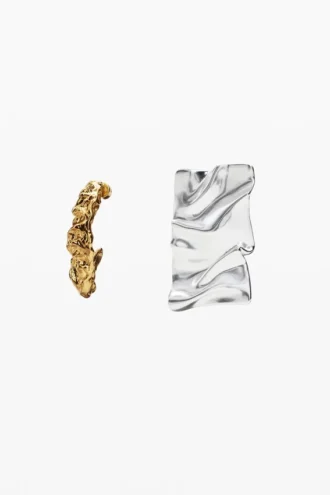 Asymmetric Earrings Gold and Silver Plated Zalio