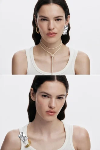 Asymmetric Earrings Gold and Silver Plated Zalio