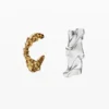 Asymmetric Earrings Gold and Silver Plated Zalio