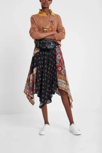 Asymmetric Flared Patch Skirt