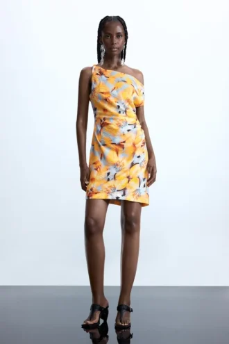 Asymmetric Floral Dress
