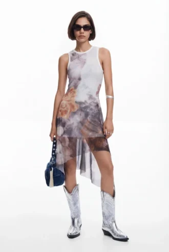 Asymmetric Floral Dress