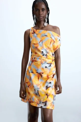 Asymmetric Floral Dress