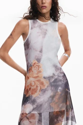 Asymmetric Floral Dress