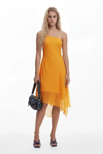 Asymmetric Layered Midi Dress