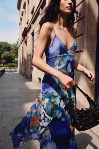 Asymmetric Printed Dress