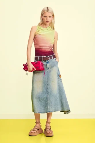 Asymmetrical Denim Skirt
