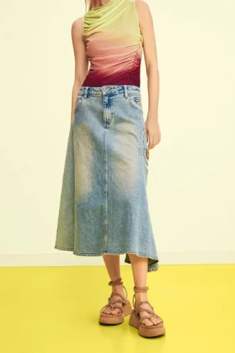 Asymmetrical Denim Skirt