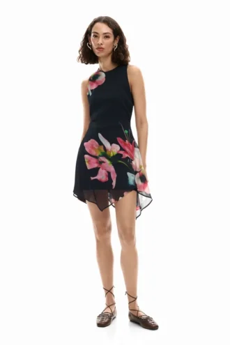 Asymmetrical Floral Dress