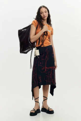 Asymmetrical Printed Skirt