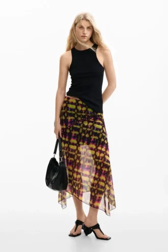 Asymmetrical Printed Skirt