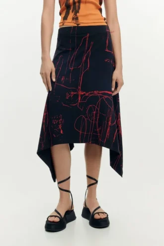 Asymmetrical Printed Skirt