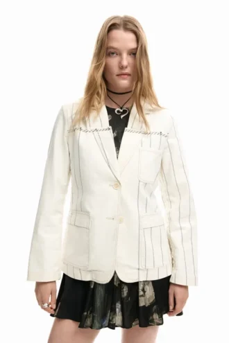 Asymmetrical Striped Blazer