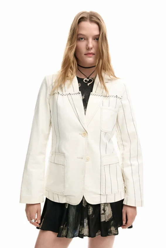 Asymmetrical Striped Blazer Asymmetrical Striped Blazer