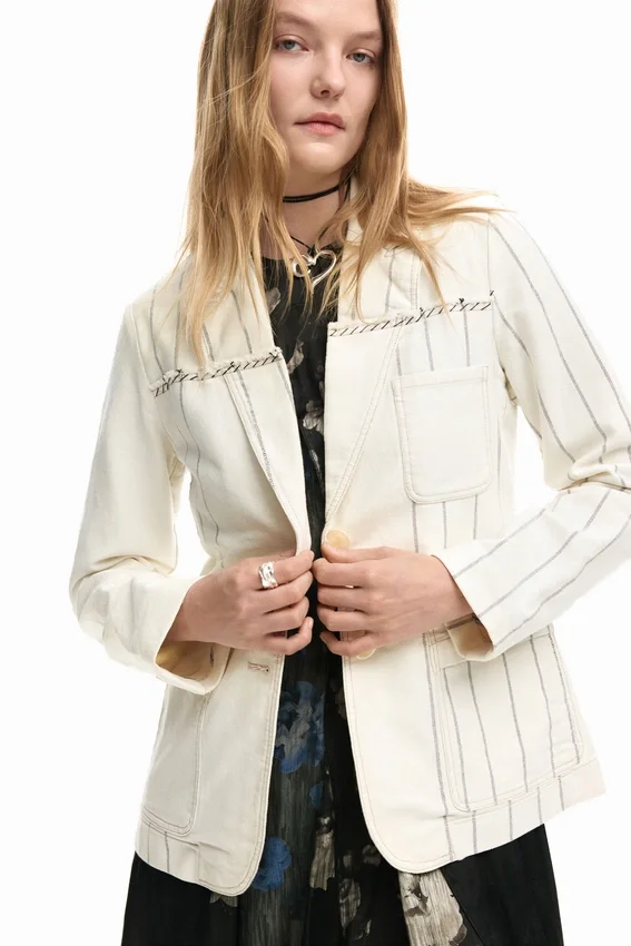 Asymmetrical Striped Blazer Asymmetrical Striped Blazer