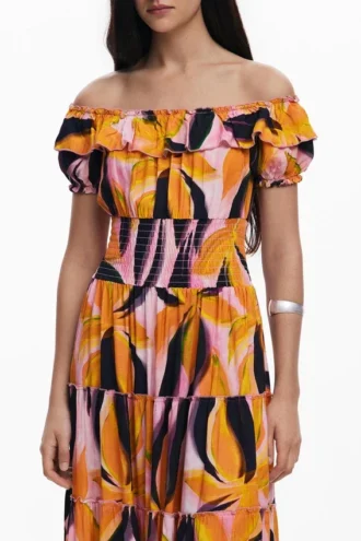 Bardot Dress with Ruffles