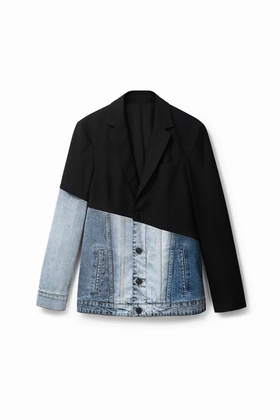 Bimaterial Denim Blazer Bimaterial Denim Blazer
