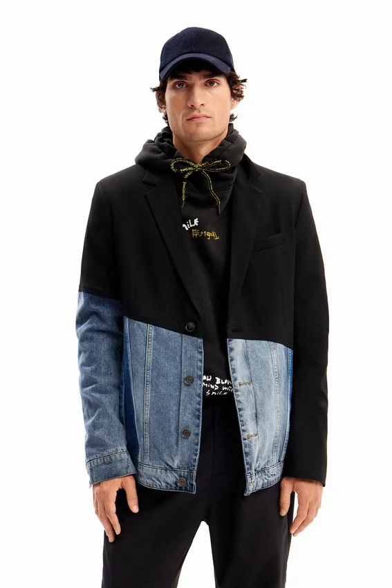 Bimaterial Denim Blazer Bimaterial Denim Blazer