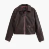 Burgundy Faux Leather Jacket