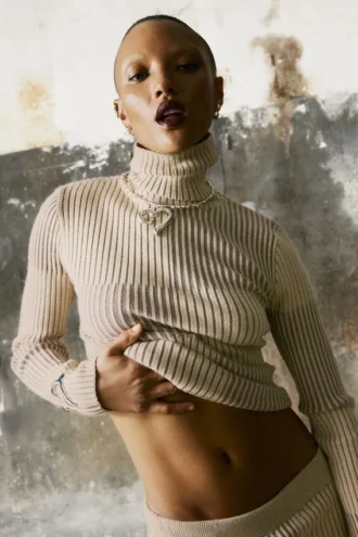 Checked Turtleneck Sweater