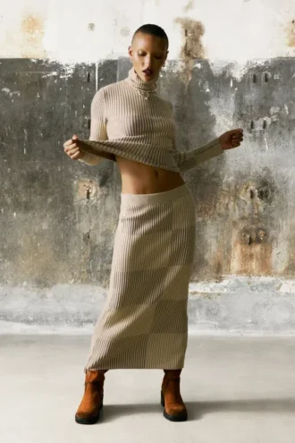 Checked Turtleneck Sweater