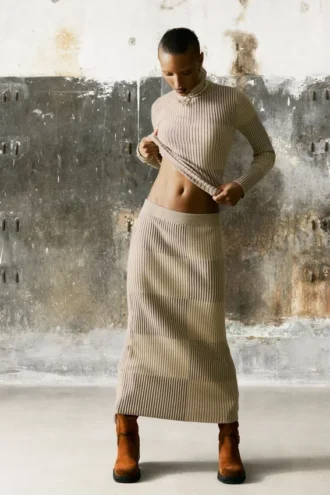 Long Ribbed Skirt