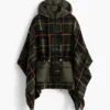 Checkered Poncho with Padded Hood