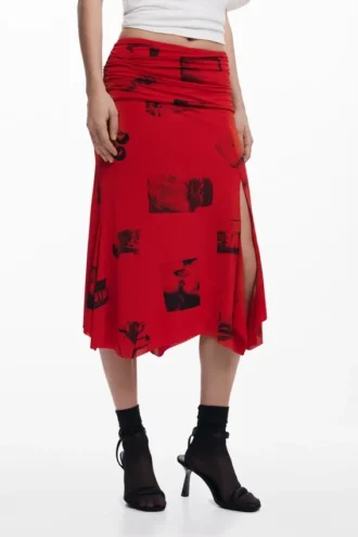 Collage Skirt with Turned Waist