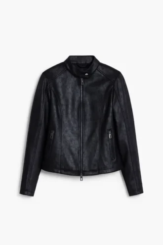 Combined Faux Leather Jacket