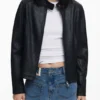 Combined Faux Leather Jacket