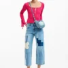 Crochet Patch Denim Trousers