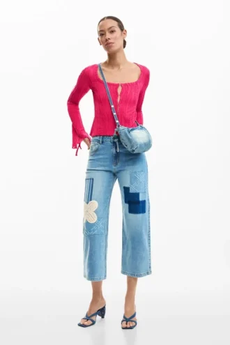 Crochet Patch Denim Trousers
