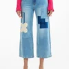 Crochet Patch Denim Trousers