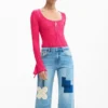 Crochet Patch Denim Trousers