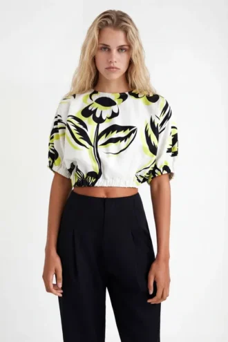 Cropped Floral Blouse
