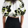 Cropped Floral Blouse