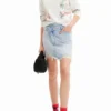 Denim Criss-Cross Waist Mini Skirt