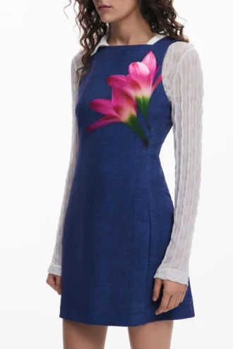 Denim-Effect Mini Dress