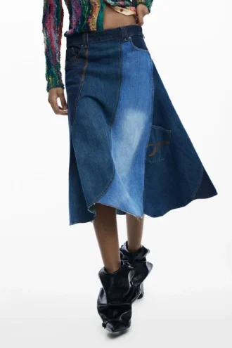 Denim Patch Skirt