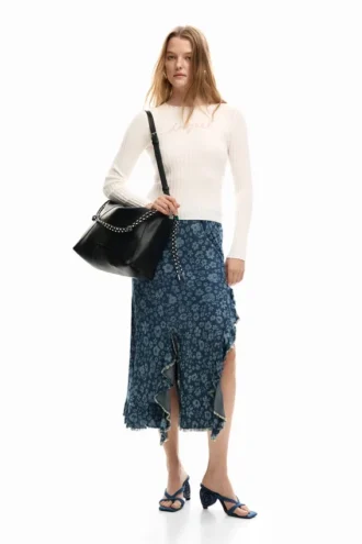 Denim Ruffle Skirt