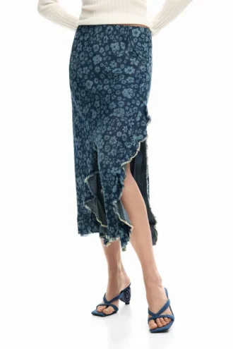 Denim Ruffle Skirt