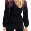 Digital Floral Wrap Blouse