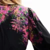 Digital Floral Wrap Blouse