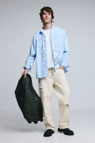 Double Waist Ripped Trousers